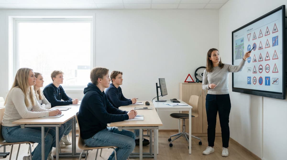 Trafikalt grunnkurs – Elev og trafikklærer i bil